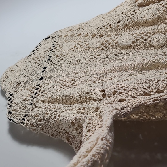 ZARA Open Crochet Cream Button Up Cardigan Shacket Coat Size Large - Picture 10 of 15